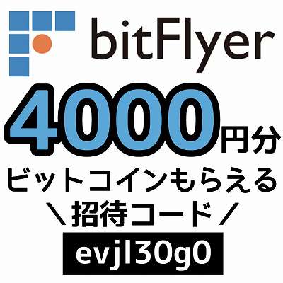 bitFlyer招待コード「evjl30g0」